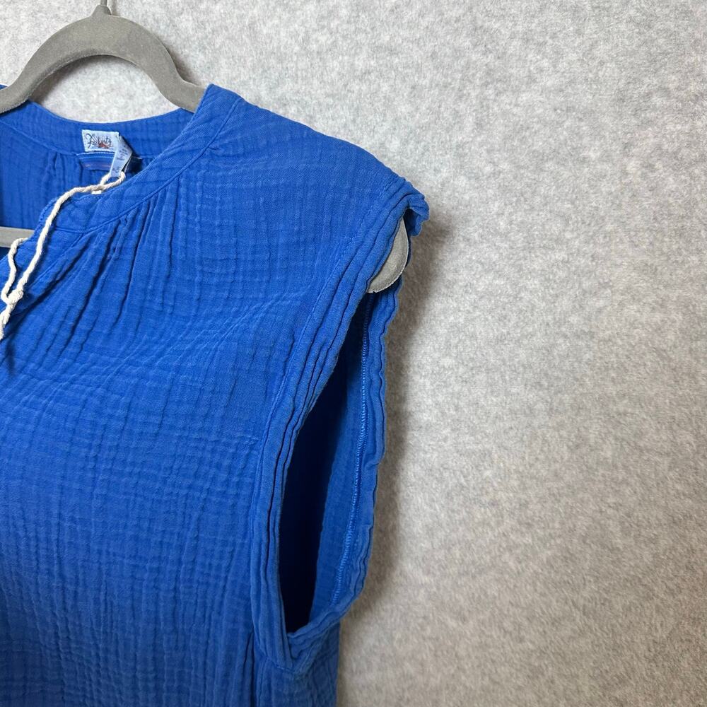 Faherty Dream Cotton Gauze Dylan Top Size S Royal Blue Organic Lightweight NWOT - Picture 6 of 10